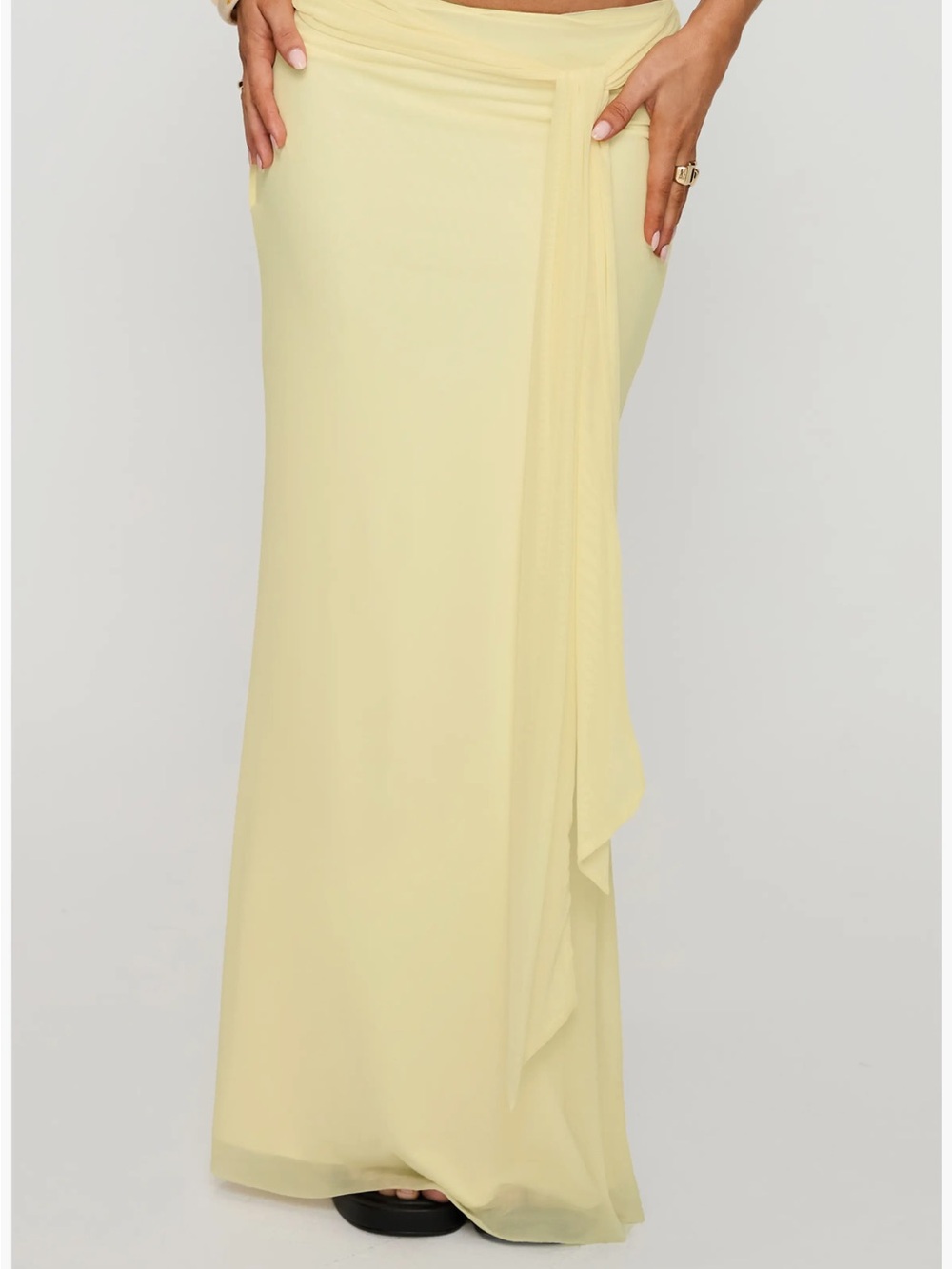 Caviar Tie Waist Maxi Skirt Princess Polly Lemon - Picture 4 of 7